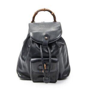 Gucci Mini Bamboo Backpack Navy Calfskin Leather